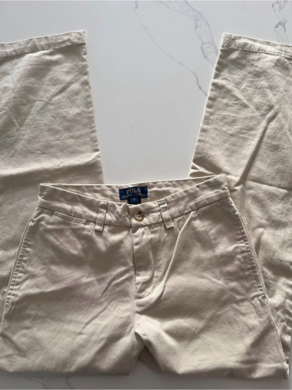 Polo Ralph Lauren Boys Size 12 Classic Khaki Chino Pants Twill Beige Uniform